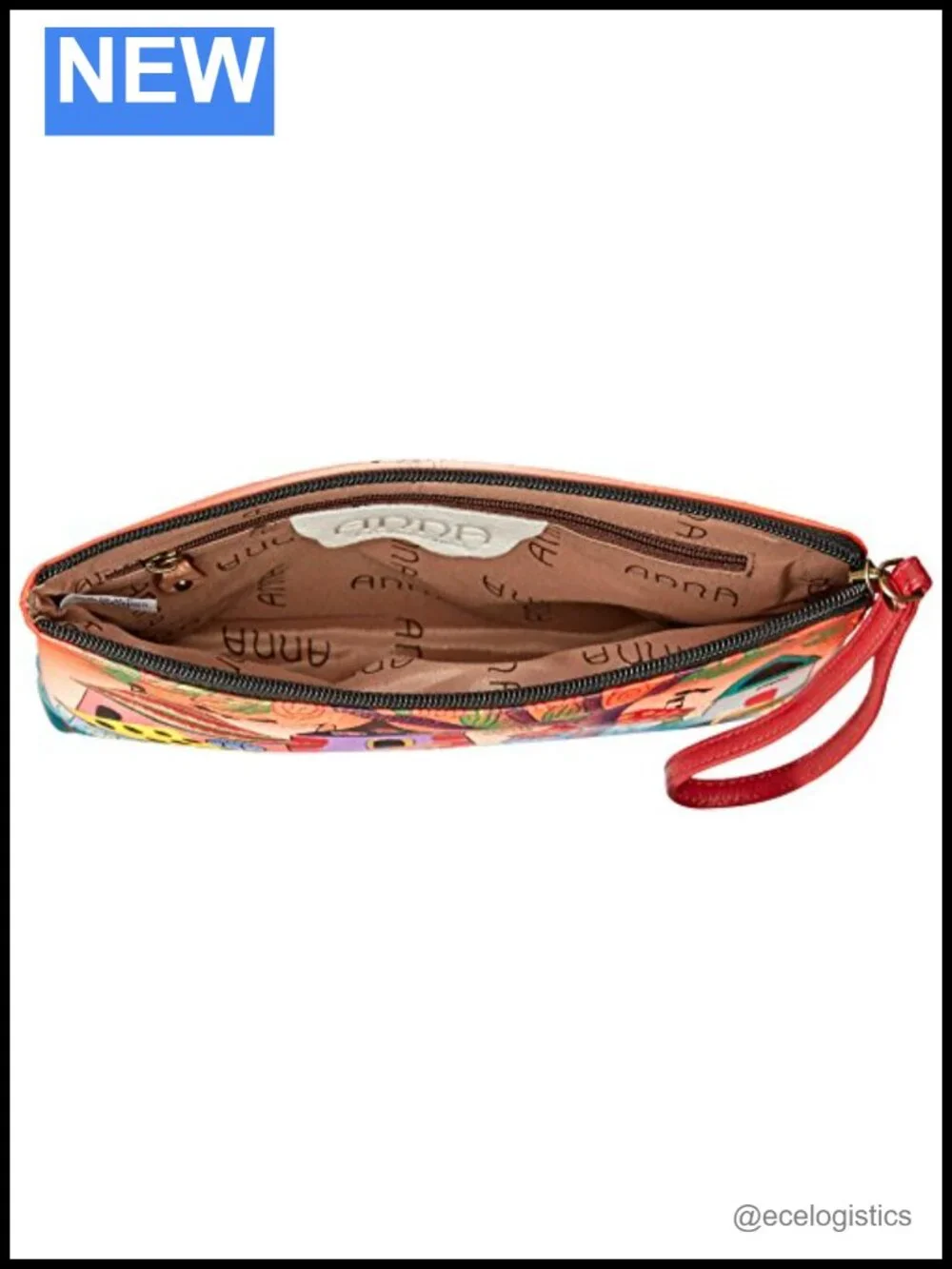 Hand Painted Genuine Leather Wristlet Clutch Women's Art